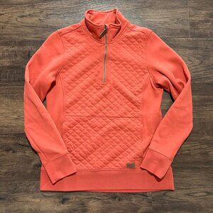 L.L.BEAN Quilted Quarter Zip Sweatshirt - Peach S